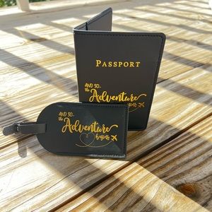 Travel Passport Cover Plus Matching Luggage Address Tag/  Label Gift Set